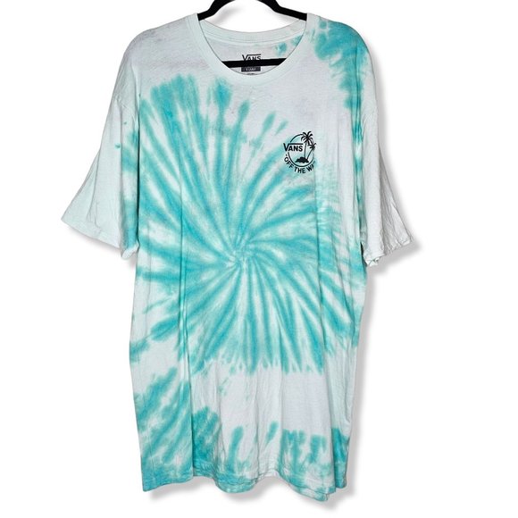 Vans Other - Vans Unisex Size XL Tie Dye Tee Green White Off The Wall Graphic WIth Palm Trees